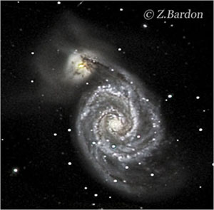 M51 - slávna vírová galaxia , jedna z najlepších snímok v dejinách astronómie .